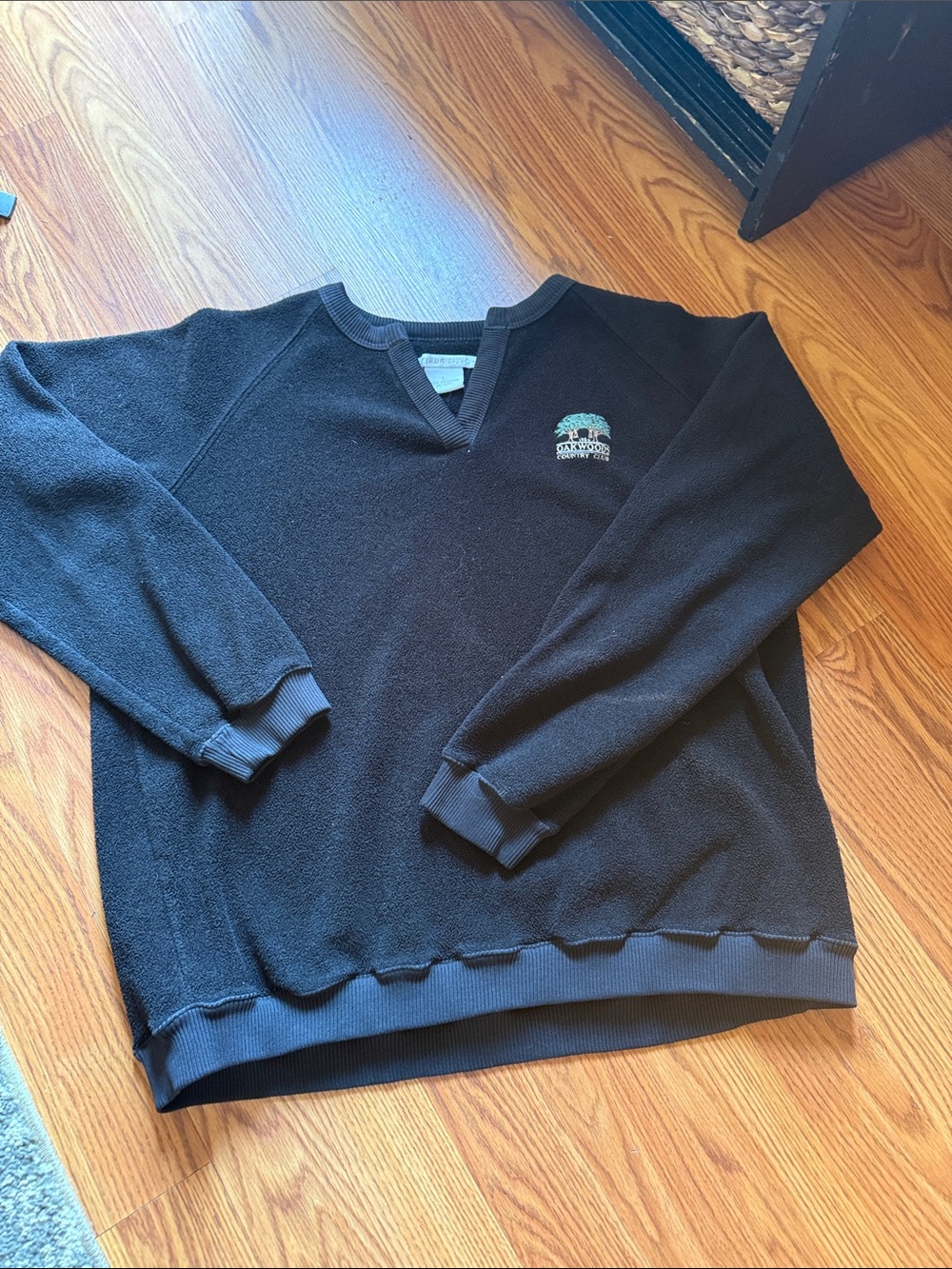 Antigua Black Crewneck Sweater with Small Embroidered Logo